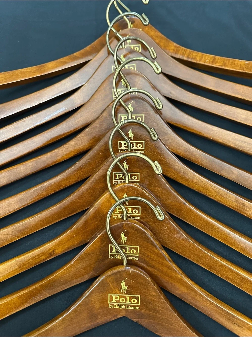 Polo Ralph Lauren With Pony Solid Wood Vintage Hangers - Lot of 10